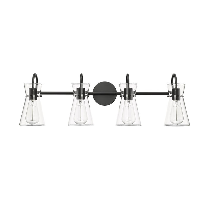 Millennium Lighting Camellia 4Lt Vanity, Black/Clear - 21004-MB