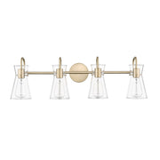 Millennium Lighting Camellia 4Lt Vanity, Modern Gold/Clear - 21004-MG