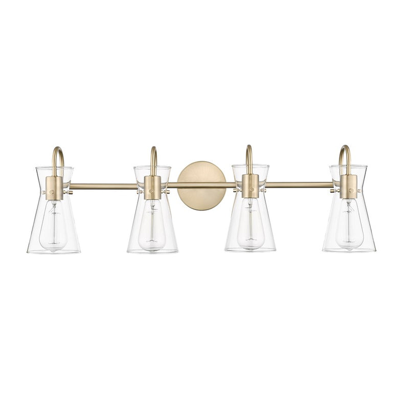 Millennium Lighting Camellia 4Lt Vanity, Modern Gold/Clear - 21004-MG