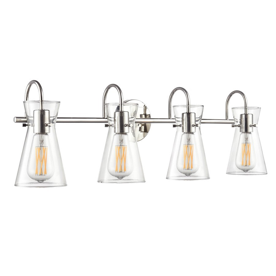 Millennium Lighting Camellia 4Lt 31" Vanity, Polished Nickel/Clear - 21004-PN