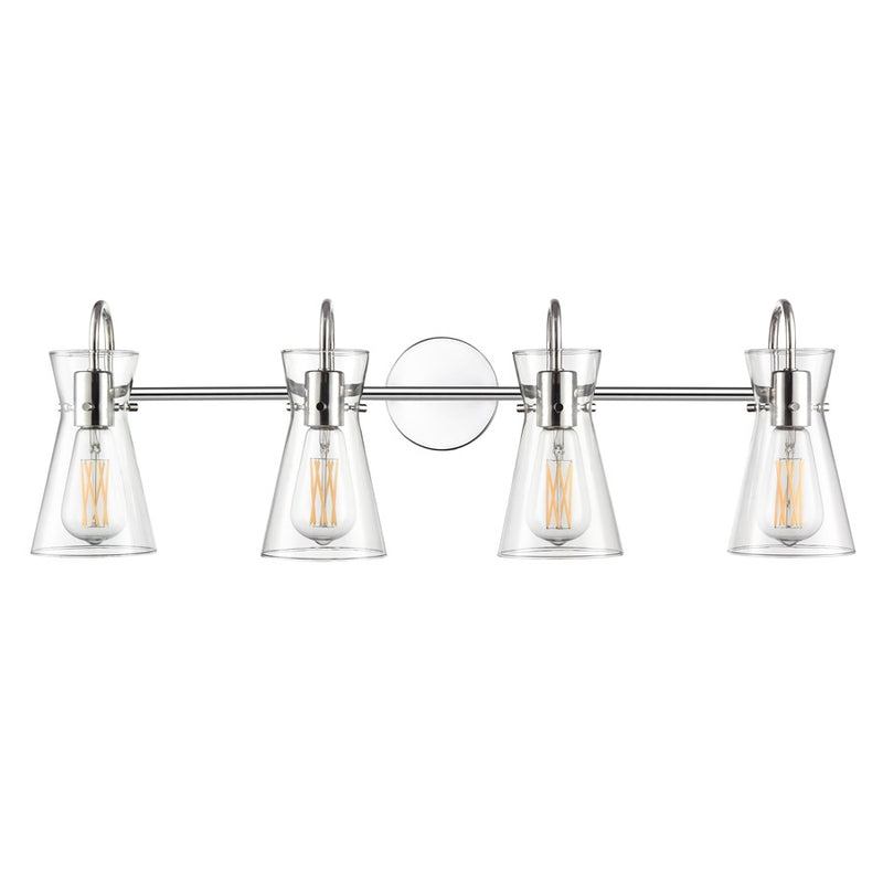 Millennium Lighting Camellia 4Lt 31" Vanity, Polished Nickel/Clear
