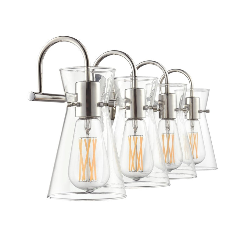 Millennium Lighting Camellia 4Lt 31" Vanity, Polished Nickel/Clear