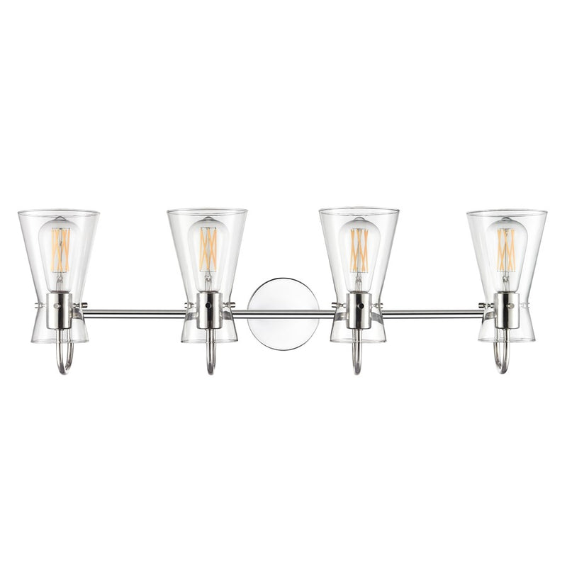 Millennium Lighting Camellia 4Lt 31" Vanity, Polished Nickel/Clear