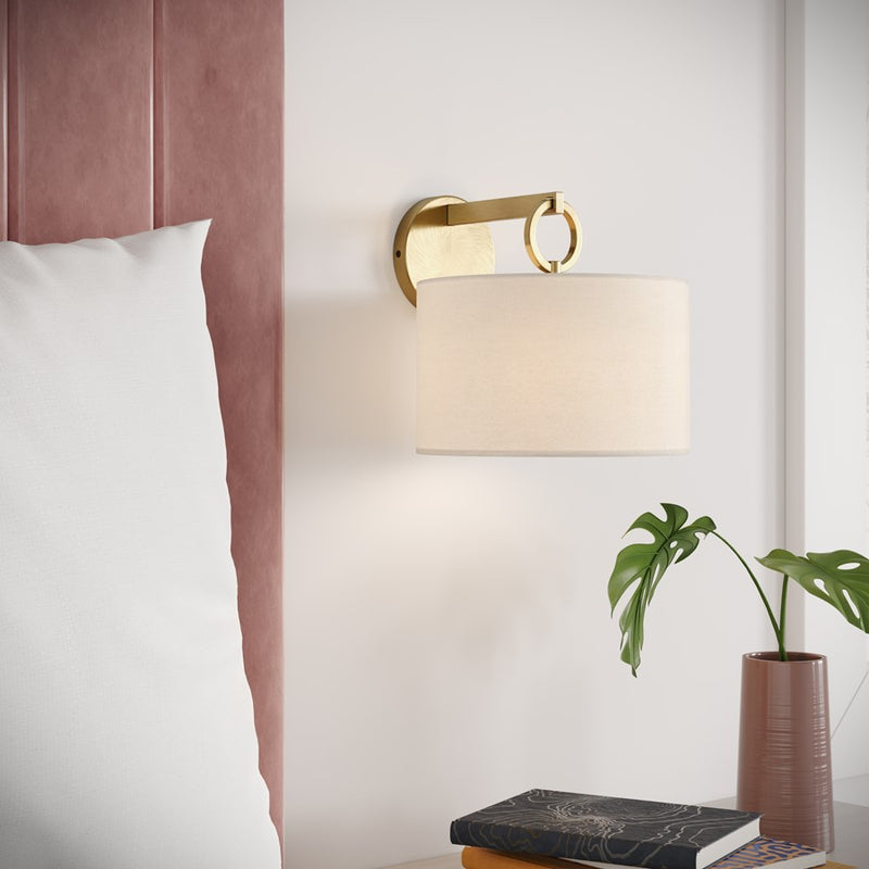 Millennium Lighting Braxstan 1Lt Wall Sconce, Vintage Brass/Linen