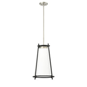 Millennium Milroe 1Lt Pendant, Nickel/Opal glass with Etched outside - 21101-BN