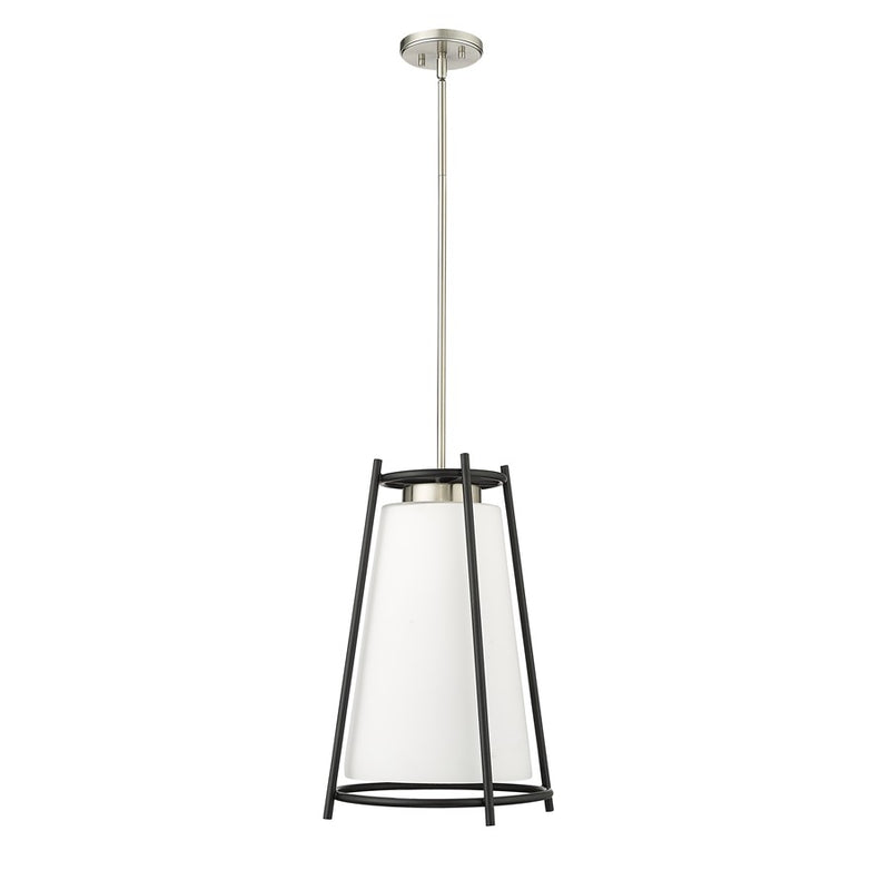 Millennium Milroe 1Lt Pendant, Nickel/Opal glass with Etched outside