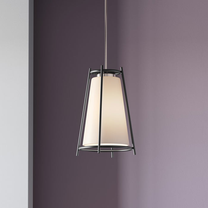 Millennium Milroe 1Lt Pendant, Nickel/Opal glass with Etched outside