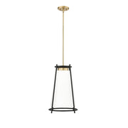 Millennium Milroe 1Lt Pendant, Brass/Opal glass with Etched outside - 21101-VB