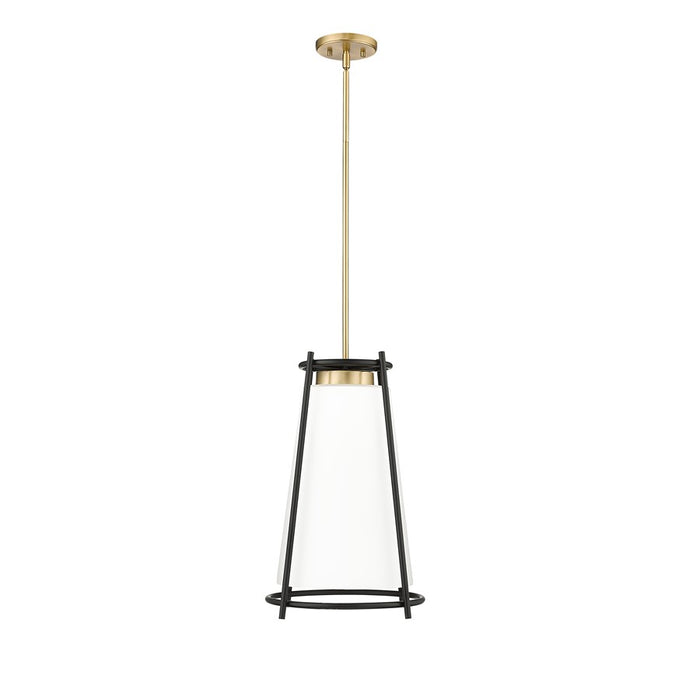Millennium Milroe 1Lt Pendant, Brass/Opal glass with Etched outside - 21101-VB