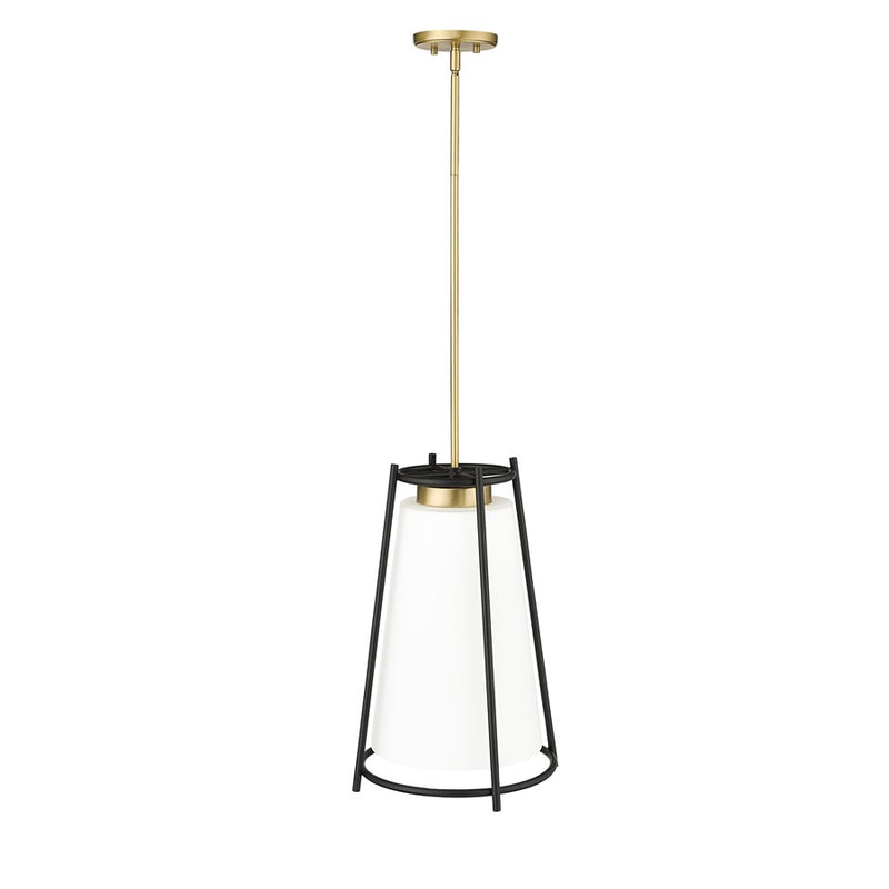 Millennium Milroe 1Lt Pendant, Brass/Opal glass with Etched outside