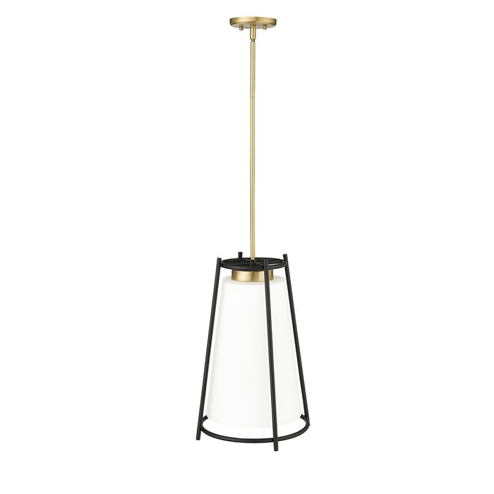 Millennium Milroe 1Lt Pendant, Brass/Opal glass with Etched outside
