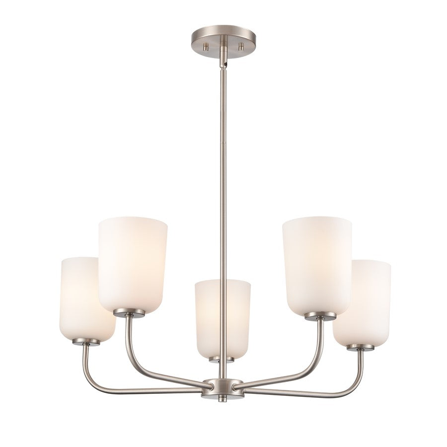 Millennium Lighting Laphia 5Lt 27" Chandelier, Nickel/Etched Opal - 214005-BN