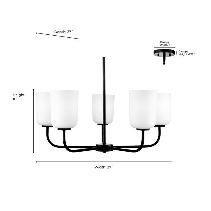 Millennium Lighting Laphia 5Lt 27" Chandelier, Nickel/Etched Opal