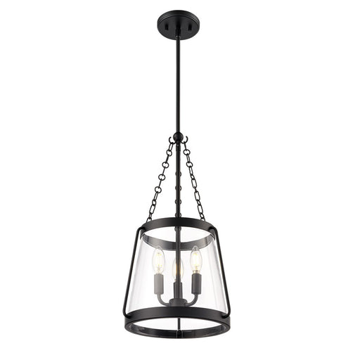 Millennium Lighting Adabella 11.75" 3Lt Pendant, Matte Black/Clear - 21403-MB