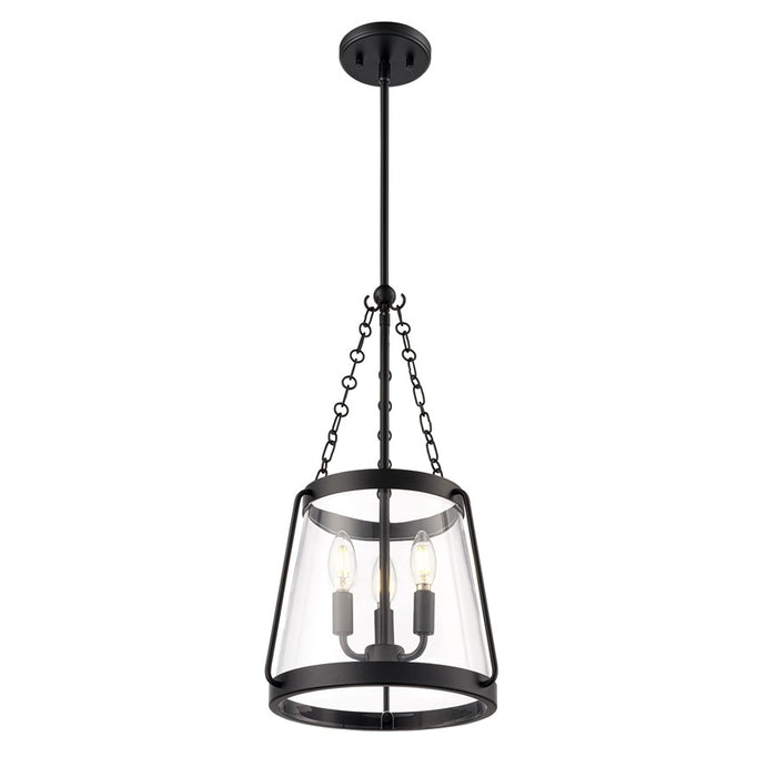 Millennium Lighting Adabella 11.75" 3Lt Pendant, Matte Black/Clear - 21403-MB