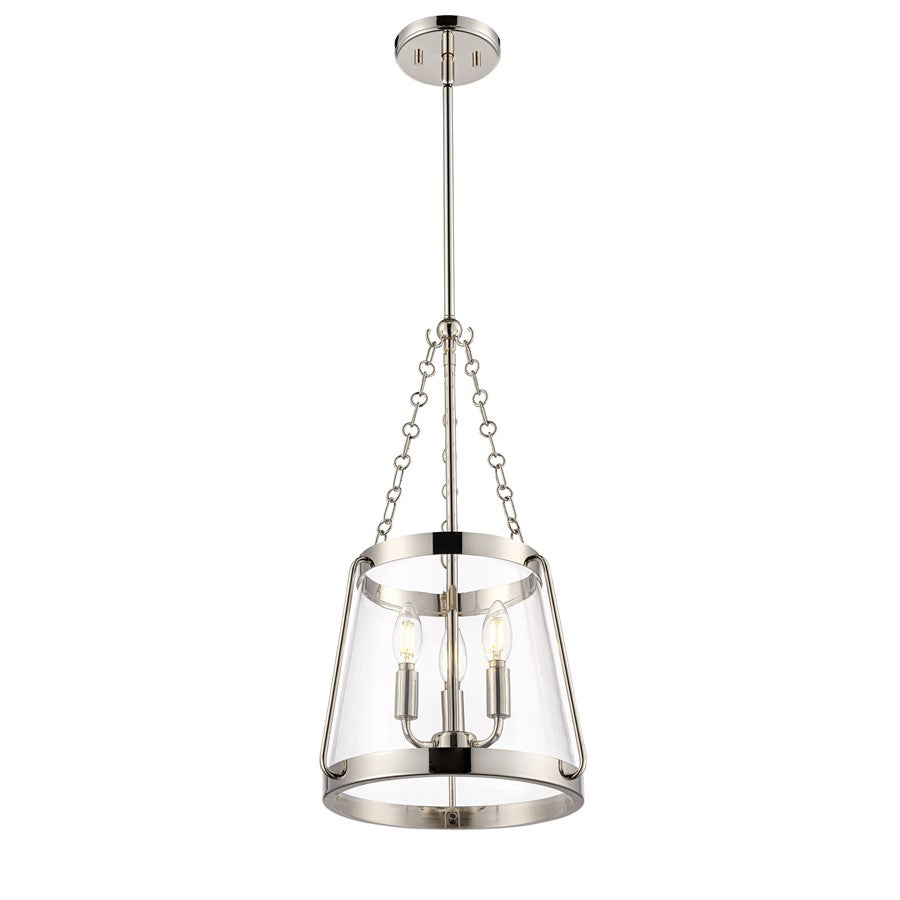 Millennium Lighting Adabella 11.75" 3Lt Pendant, Nickel/Clear - 21403-PN