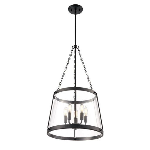 Millennium Lighting Adabella 17.75" 5Lt Pendant, Matte Black/Clear - 21405-MB