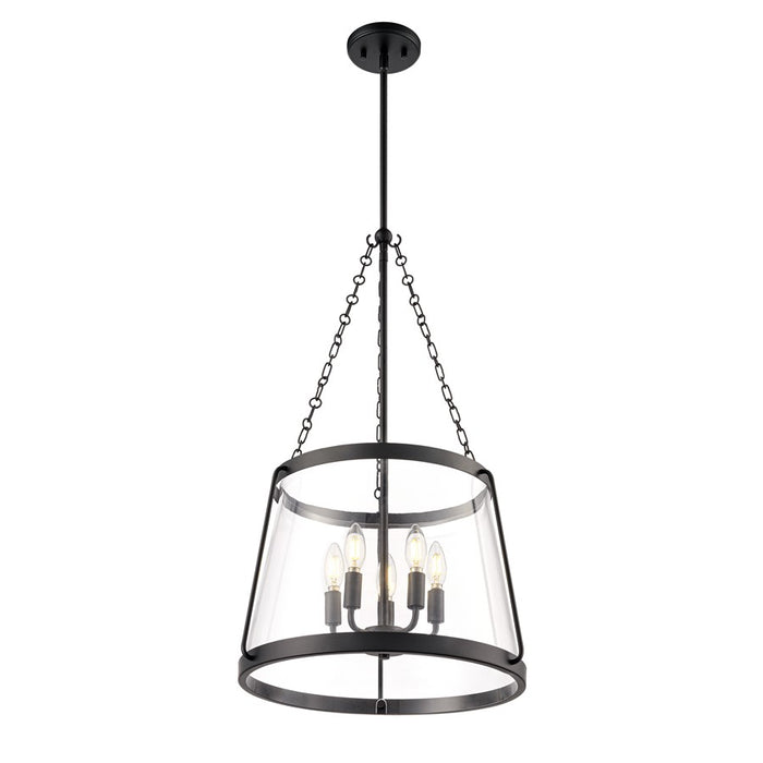 Millennium Lighting Adabella 17.75" 5Lt Pendant, Matte Black/Clear - 21405-MB
