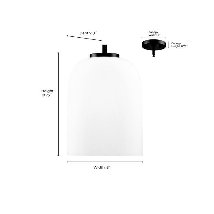 Millennium Lighting Laphia 1Lt 11" Pendant, Black/Etched Opal