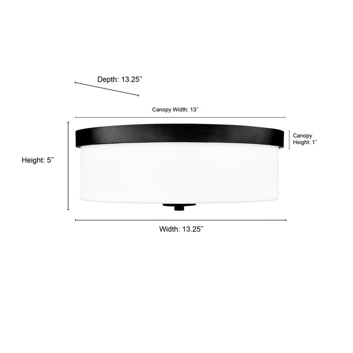 Millennium Lighting Laphia 2Lt 13" Flushmount, Nickel/Etched Opal