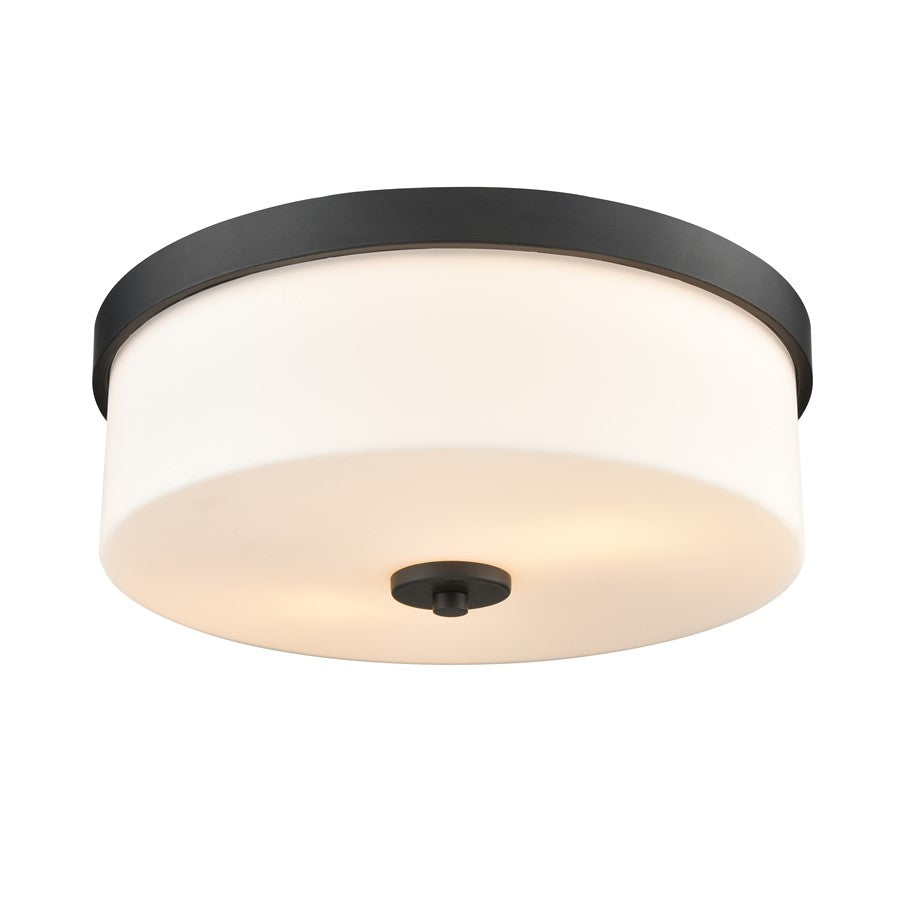 Millennium Lighting Laphia 2Lt 13" Flushmount, Black/Etched Opal - 214102-MB