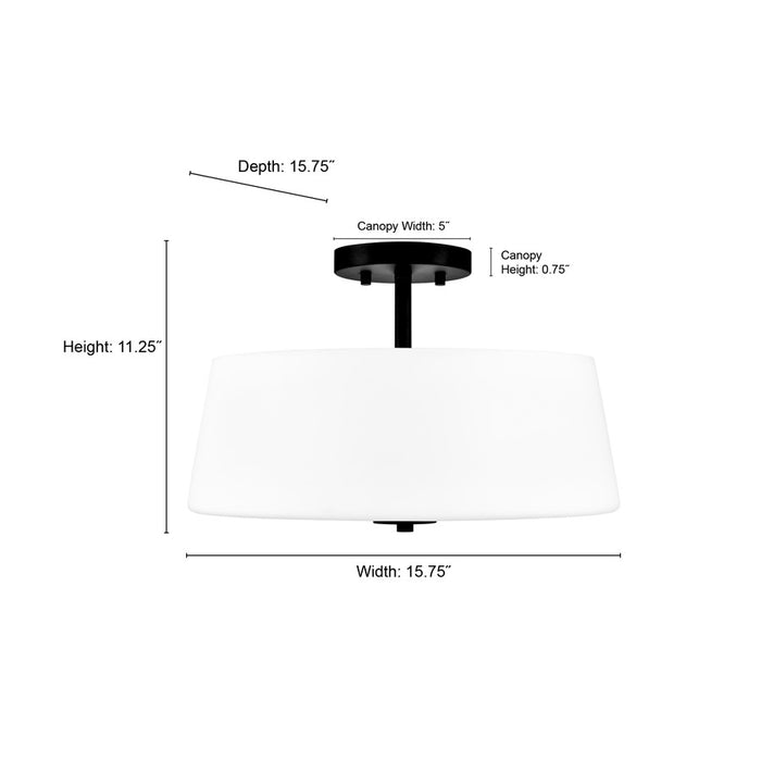 Millennium Laphia 3Lt 16" Semi-Flush Mount, Nickel/Etched Opal