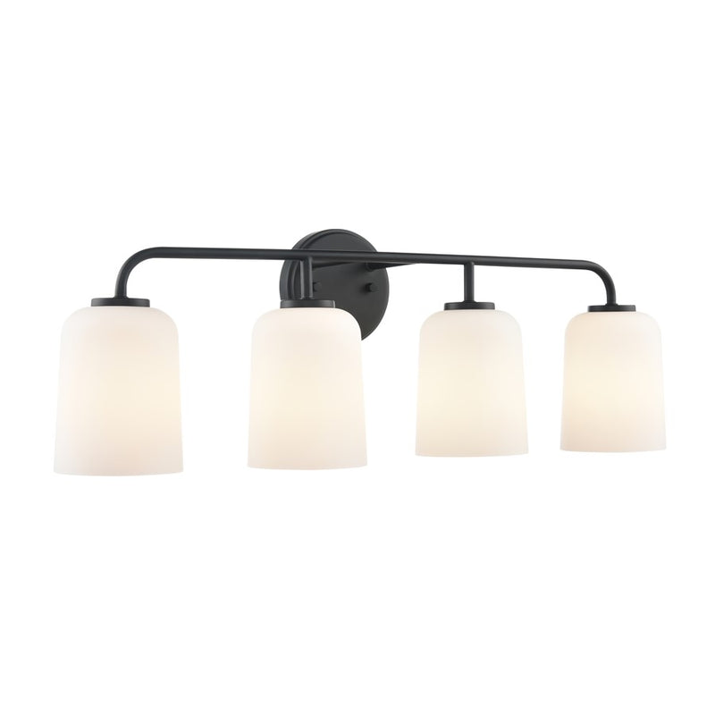 Millennium Lighting Laphia 4Lt 28" Vanity, Black/Etched Opal - 214104-MB