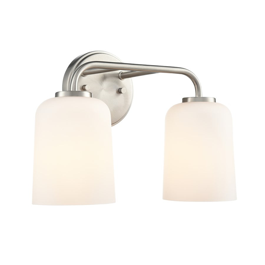 Millennium Lighting Laphia 2Lt 14" Vanity, Nickel/Etched Opal - 214202-BN