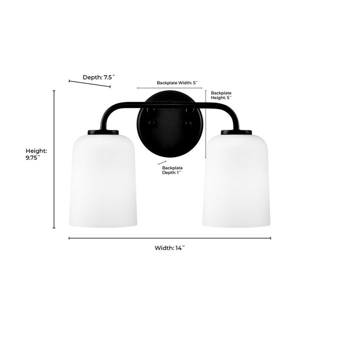Millennium Lighting Laphia 2Lt 14" Vanity, Nickel/Etched Opal
