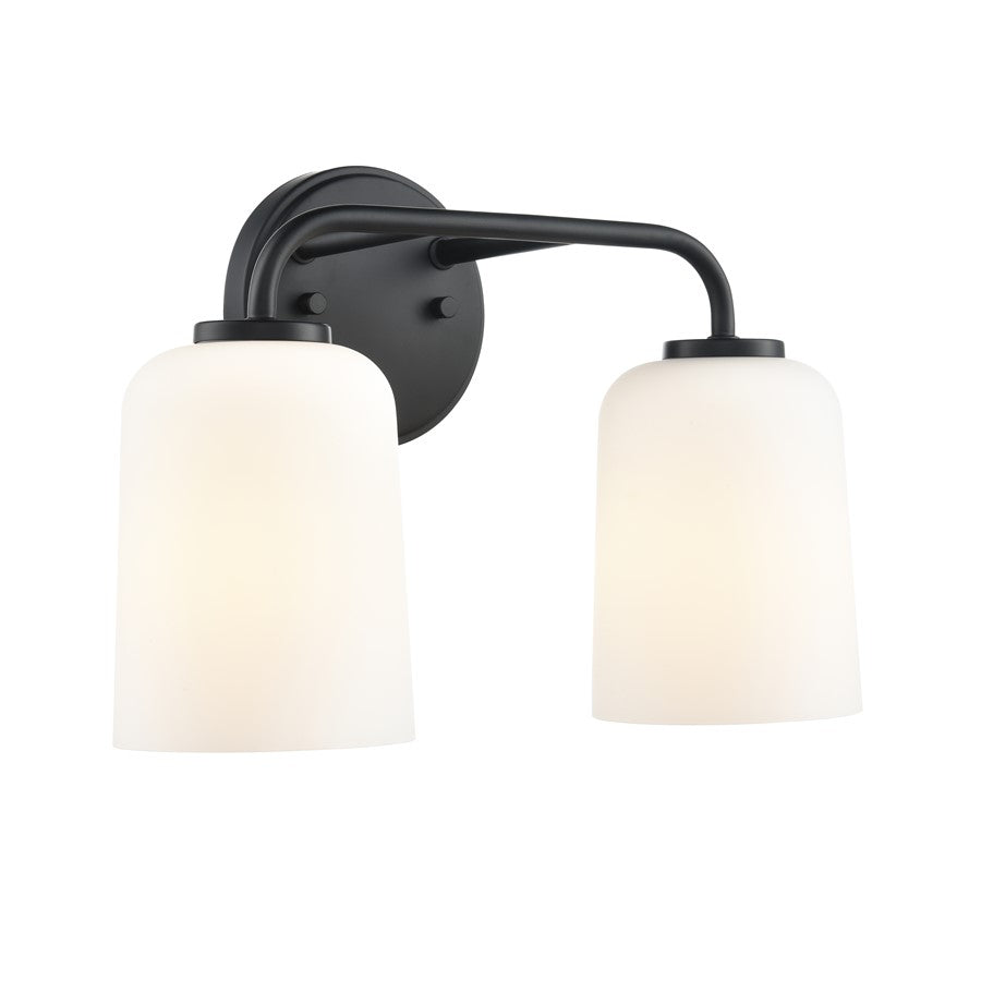 Millennium Lighting Laphia 2Lt 14" Vanity, Black/Etched Opal - 214202-MB