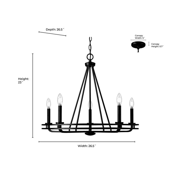 Millennium Lighting Jody 5Lt 27" Chandelier, Black