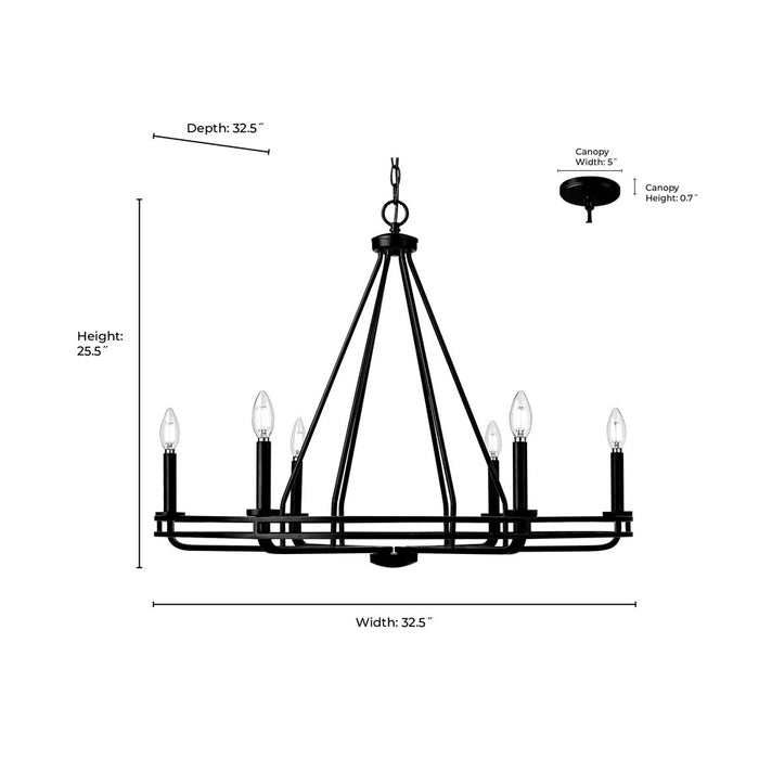 Millennium Lighting Jody 6Lt 33" Chandelier, Black