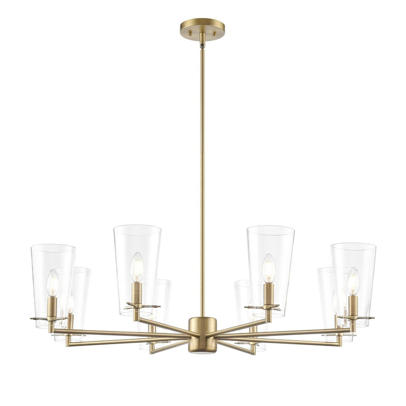 Millennium Lighting Maccan 8Lt 39" Chandelier, Vintage Brass/Clear - 217008-VB