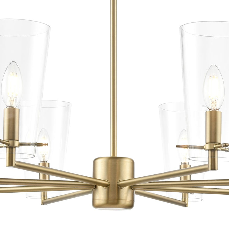 Millennium Lighting Maccan 8Lt 39" Chandelier, Vintage Brass/Clear