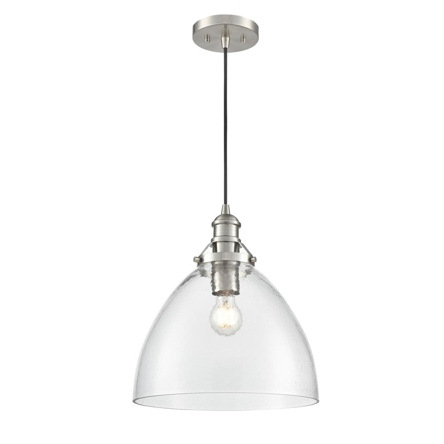 Millennium Lighting Khrisa 1Lt 15" Pendant, BN/Clear Hammered - 218101-BN