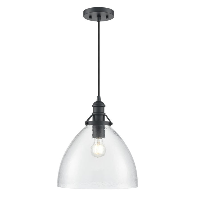 Millennium Lighting Khrisa 1Lt 15" Pendant, Black/Clear Hammered