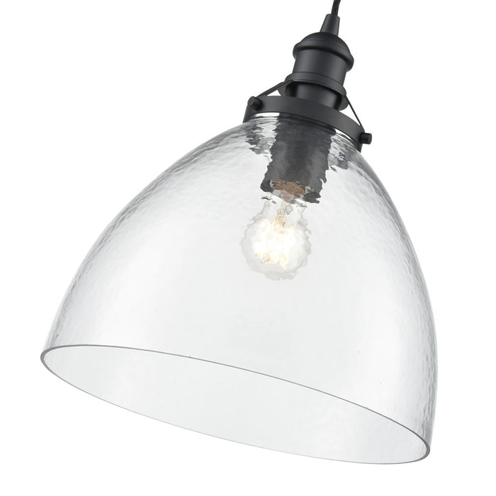 Millennium Lighting Khrisa 1Lt 15" Pendant, Black/Clear Hammered