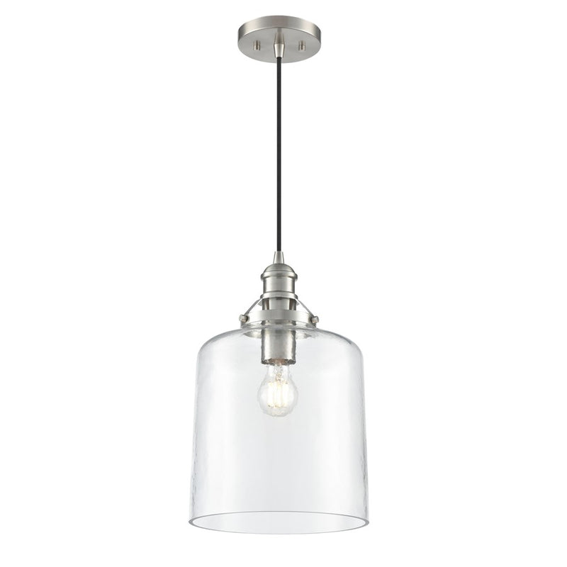 Millennium Lighting Khrisa 1Lt 16" Pendant, BN/Clear Hammered - 218201-BN