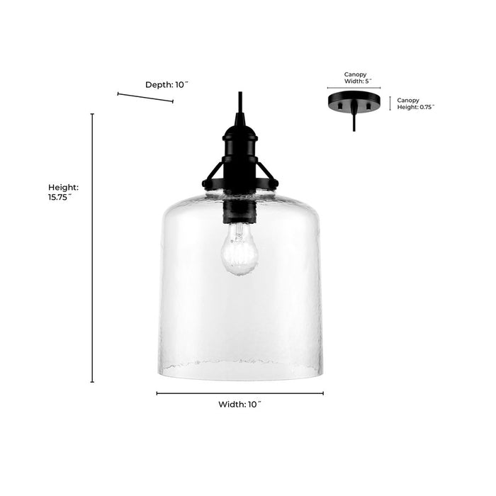 Millennium Lighting Khrisa 1Lt 16" Pendant, BN/Clear Hammered
