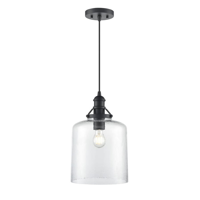 Millennium Lighting Khrisa 1Lt 16" Pendant, Black/Clear Hammered