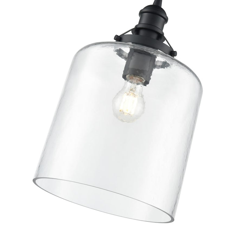 Millennium Lighting Khrisa 1Lt 16" Pendant, Black/Clear Hammered