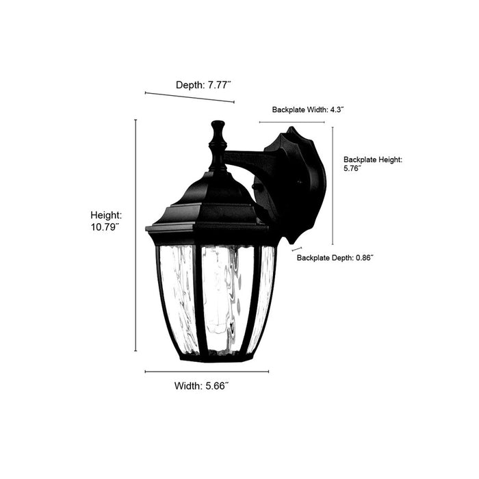 Millennium Lighting Bram 1Lt Outdoor Wall Sconce, Black/Clear
