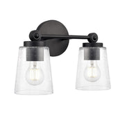 Millennium Lighting Lauryn 2Lt 14" Vanity, Black/Clear Seeded - 22002-MB
