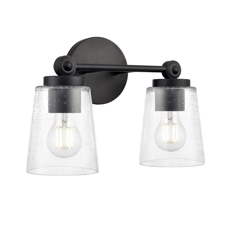 Millennium Lighting Lauryn 2Lt 14" Vanity, Black/Clear Seeded - 22002-MB