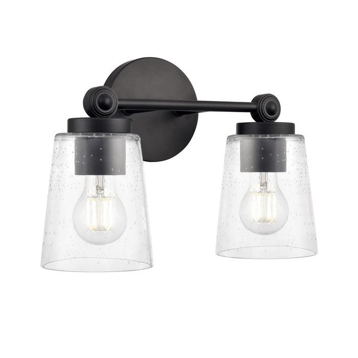 Millennium Lighting Lauryn 2Lt 14" Vanity, Black/Clear Seeded - 22002-MB