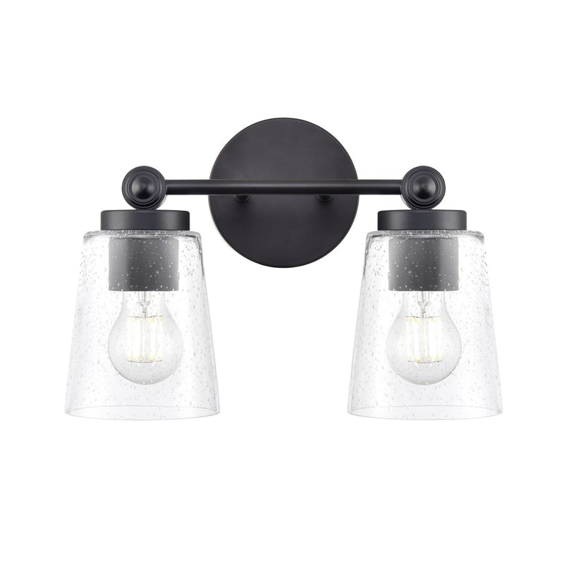 Millennium Lighting Lauryn 2Lt 14" Vanity, Black/Clear Seeded