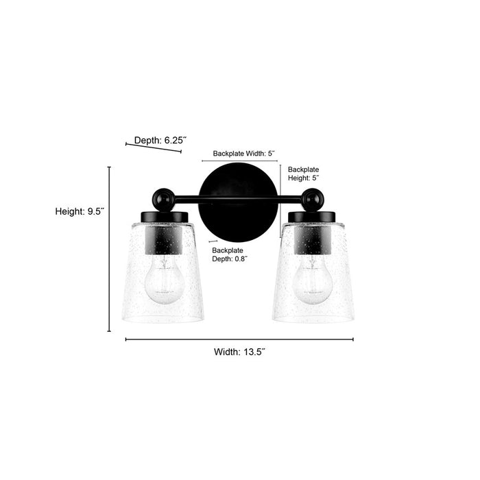 Millennium Lighting Lauryn 2Lt 14" Vanity, Black/Clear Seeded