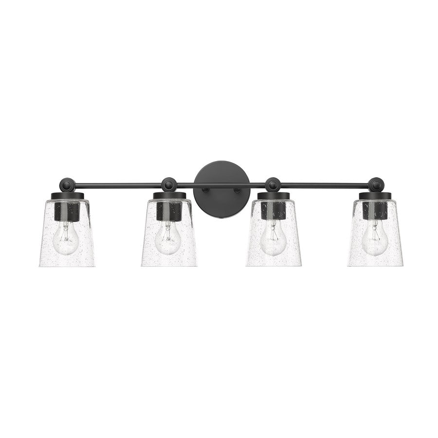 Millennium Lighting Lauryn 4Lt Vanity, Black/Clear - 22004-MB