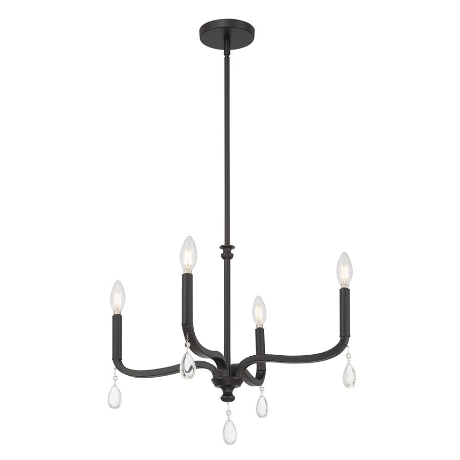 Millennium Lighting Viremont 4 Light Chandelier, Matte Black - 220104-MB