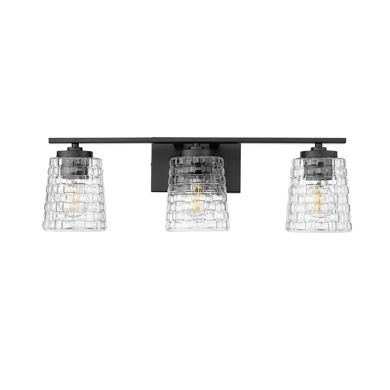 Millennium Lighting Saben 3Lt Vanity, Black/Clear - 22103-MB